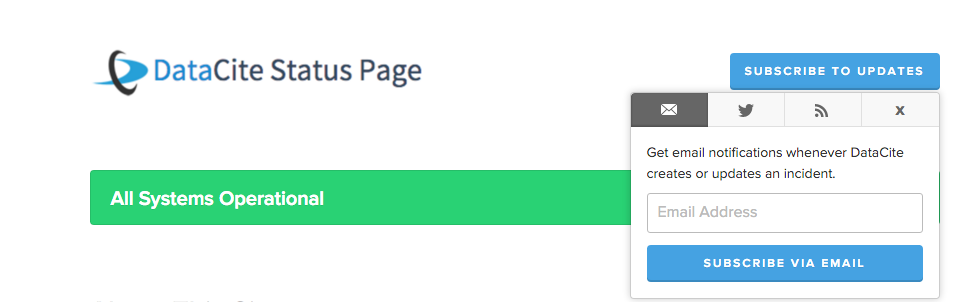 Subscribe to incidents via email, Twitter or RSS