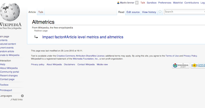 Image of: Altmetrics coming of age? Not for Wikipedia